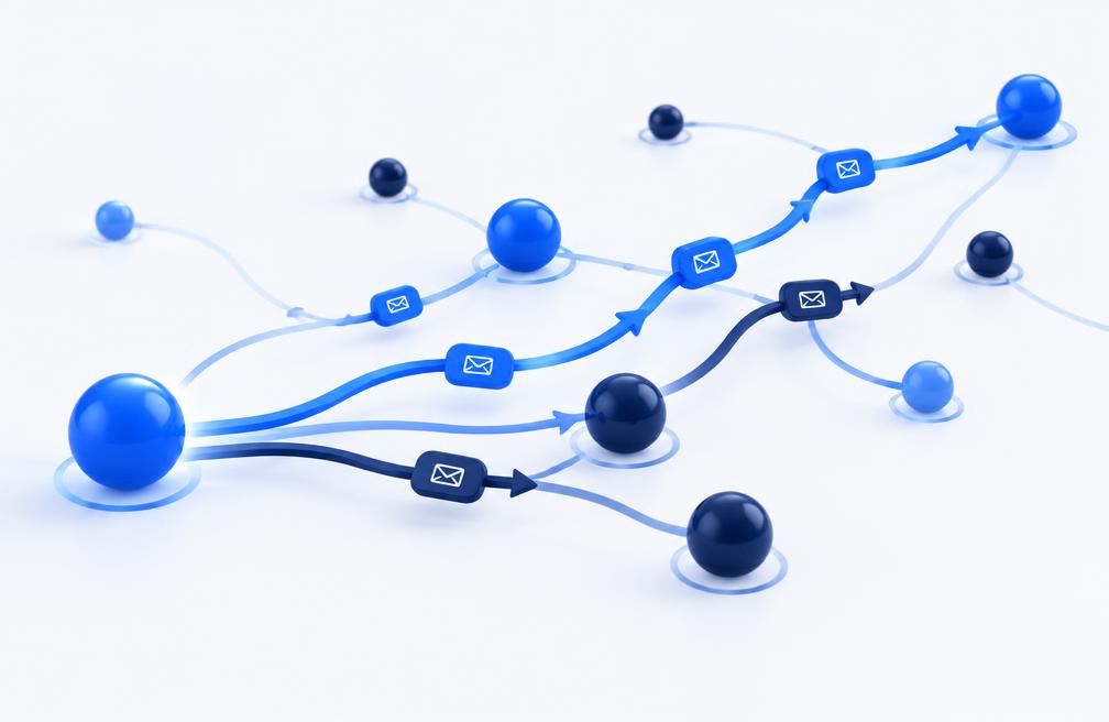 Illustrative graphic of timely outreach moving through a connected network