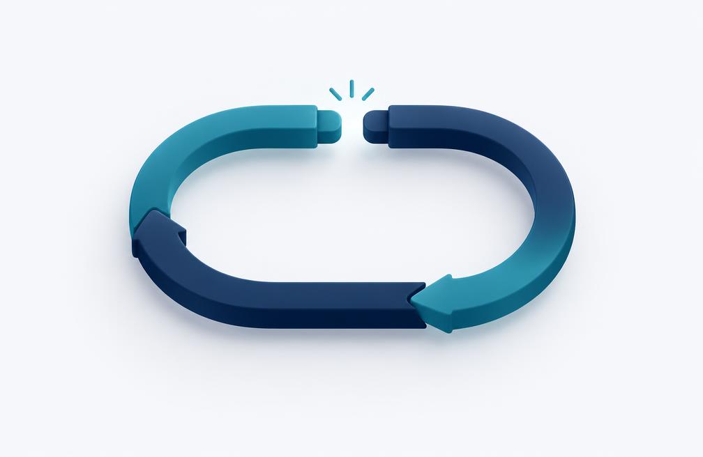 Illustrative graphic of a broken loop being closed again